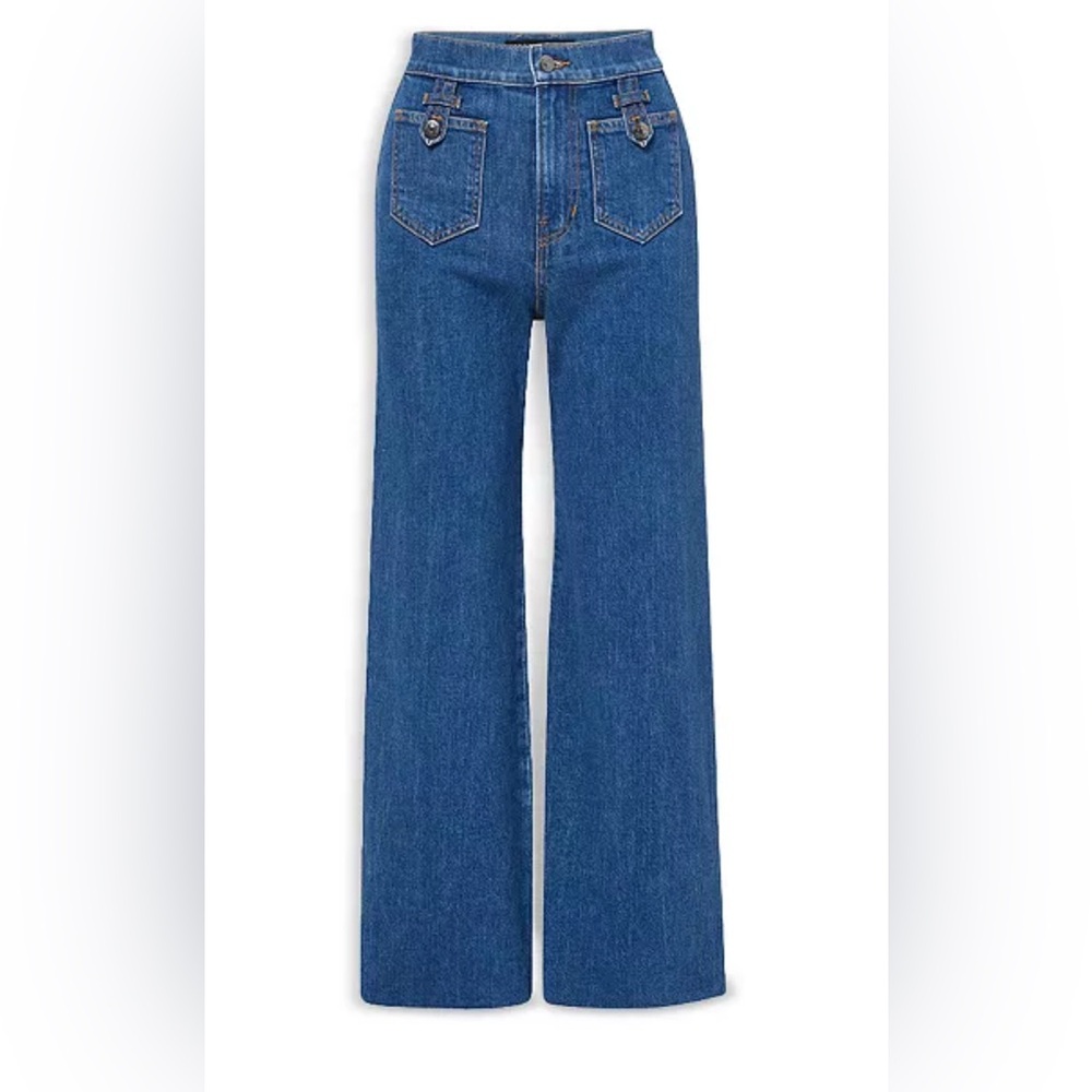 Veronica Beard Grant Patch Pocket High Rise Ankle Wide Leg Jeans - Size 31 - Picture 3 of 12